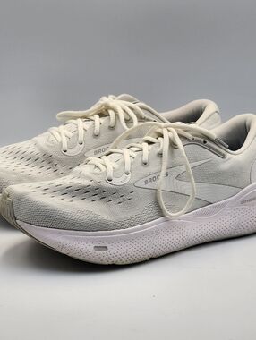 Brooks Ghost Max Men's 12 Wide 2E White Running Walking Sneaker Shoes
